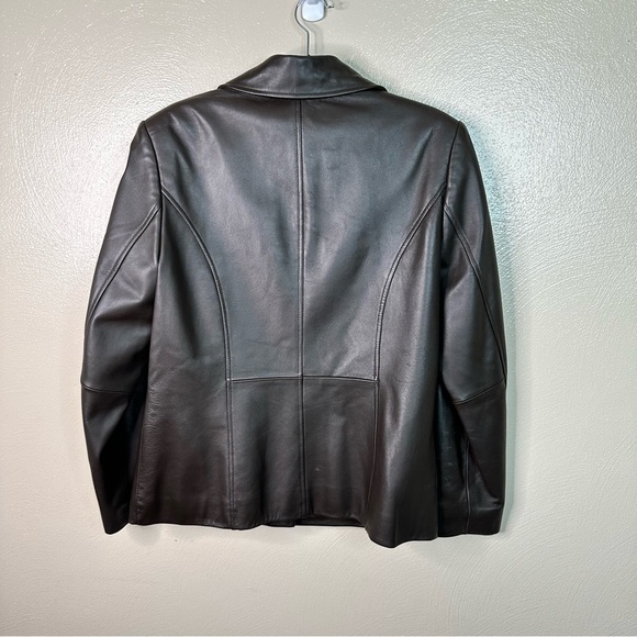 Valerie Stevens Dark Brown Lamb Leather Button Jacket Size Medium - Picture 4 of 4